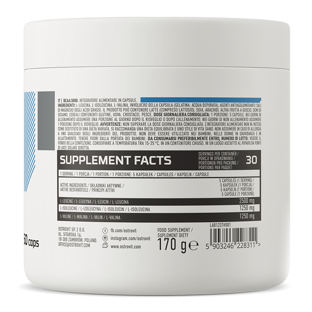OstroVit BCAA 5000 mg 150 capsules frasco