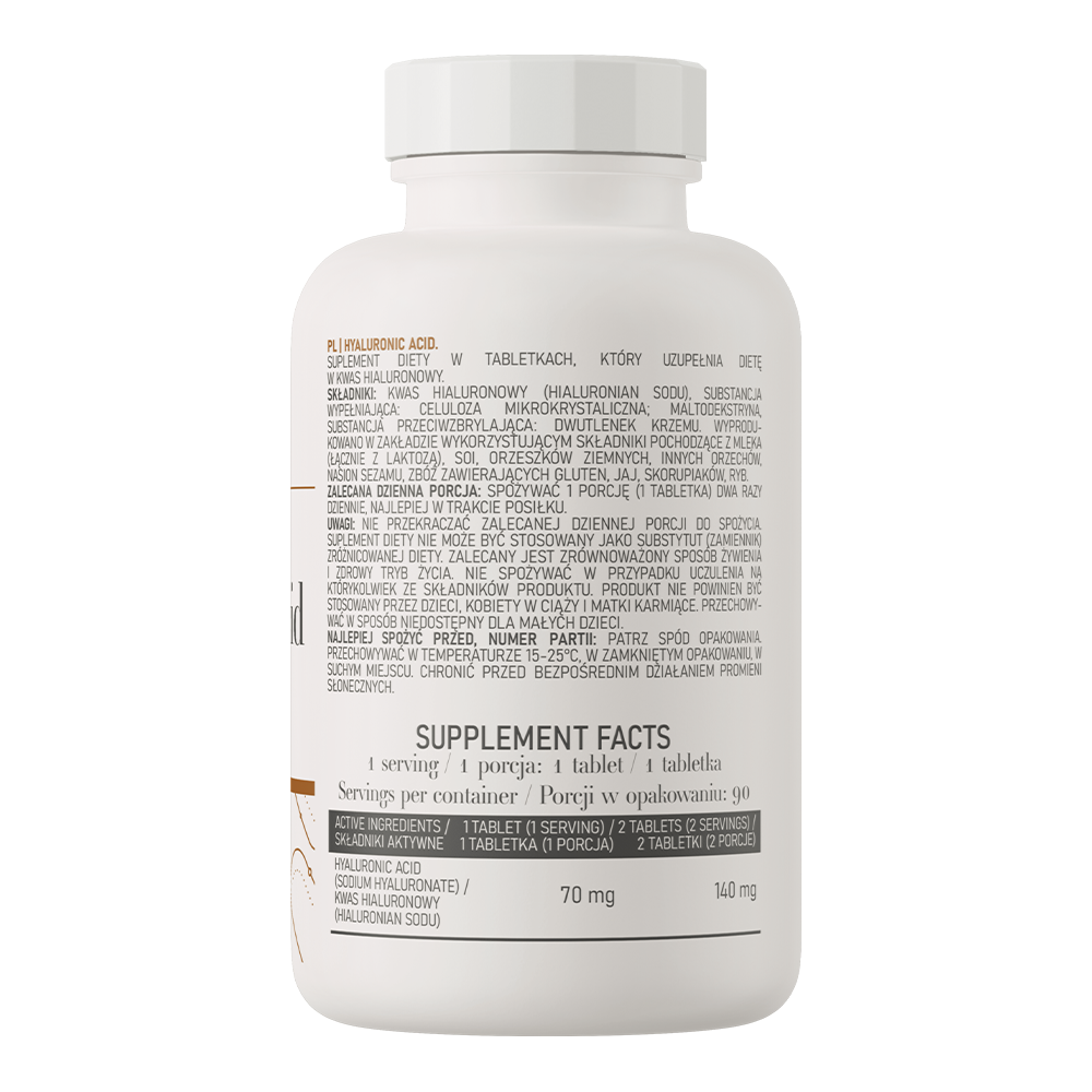 OstroVit Hyaluronic Acid 90 tablets rótulo traseiro