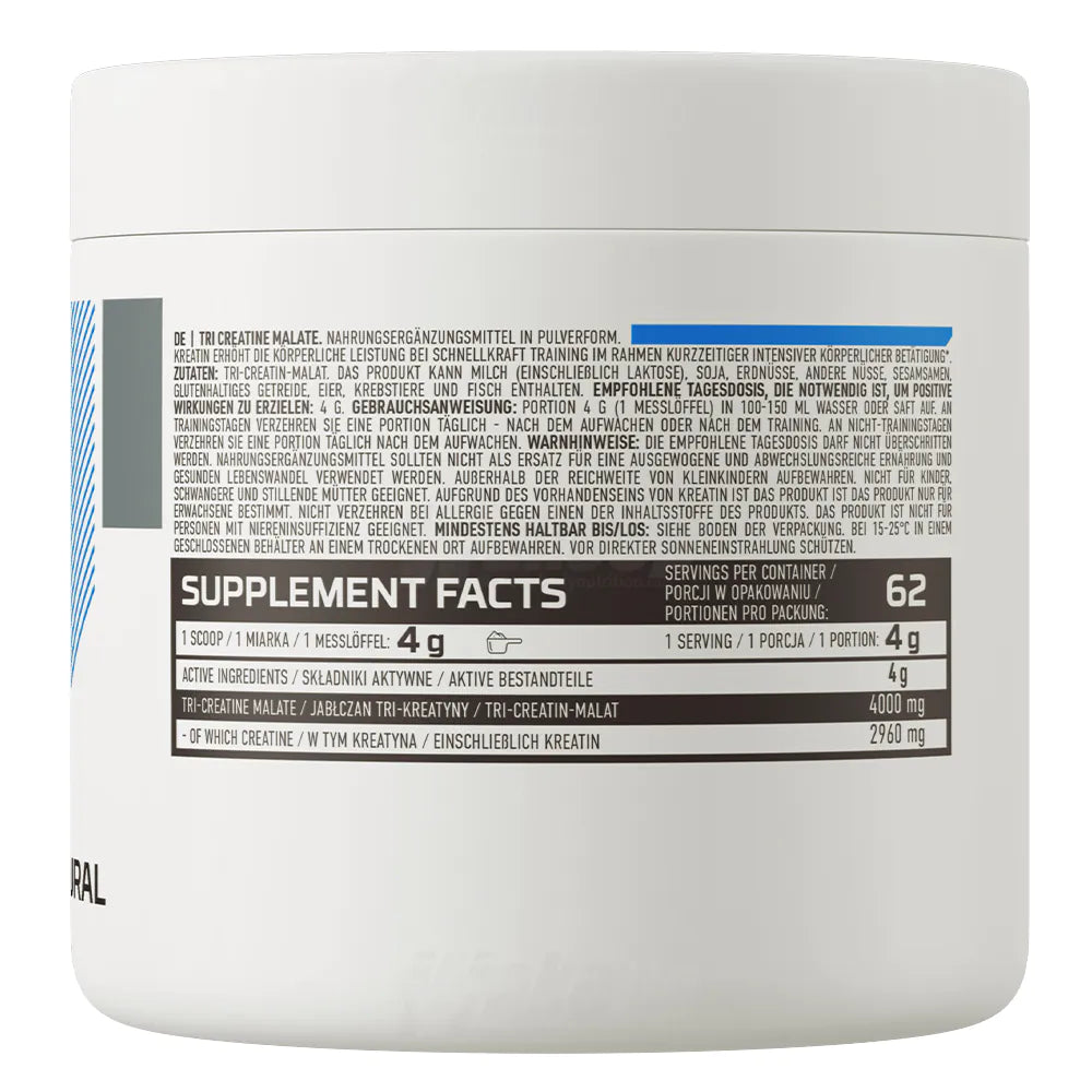 OstroVit Creatine Malate 250 g rótulo traseiro