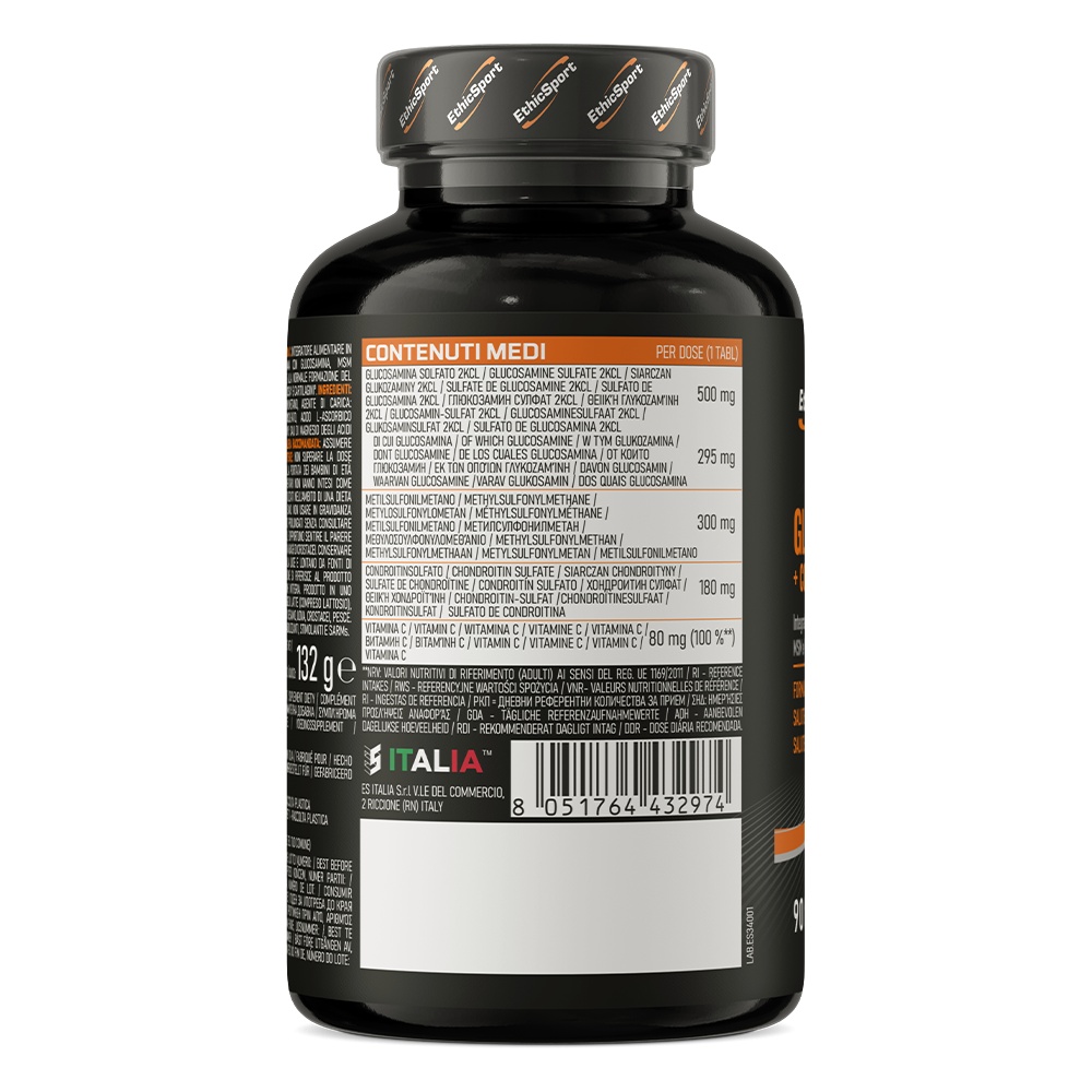 EthicSport Glucosamine Chondroitin MSM + Vitamin C (90 Comprimidos) – Escudo Articular e Regeneração Activa