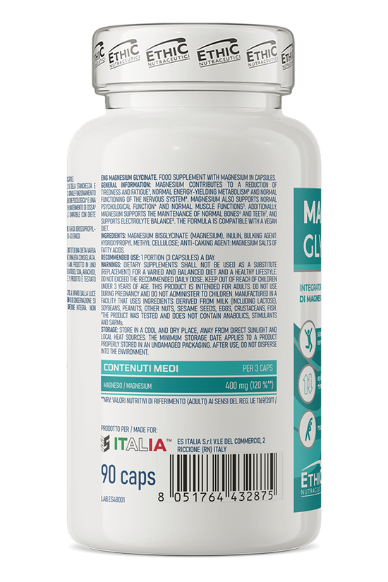 EthicSport Magnesium Glycinate (90 Cápsulas) – Máxima Absorção, Relaxamento Muscular e Recuperação