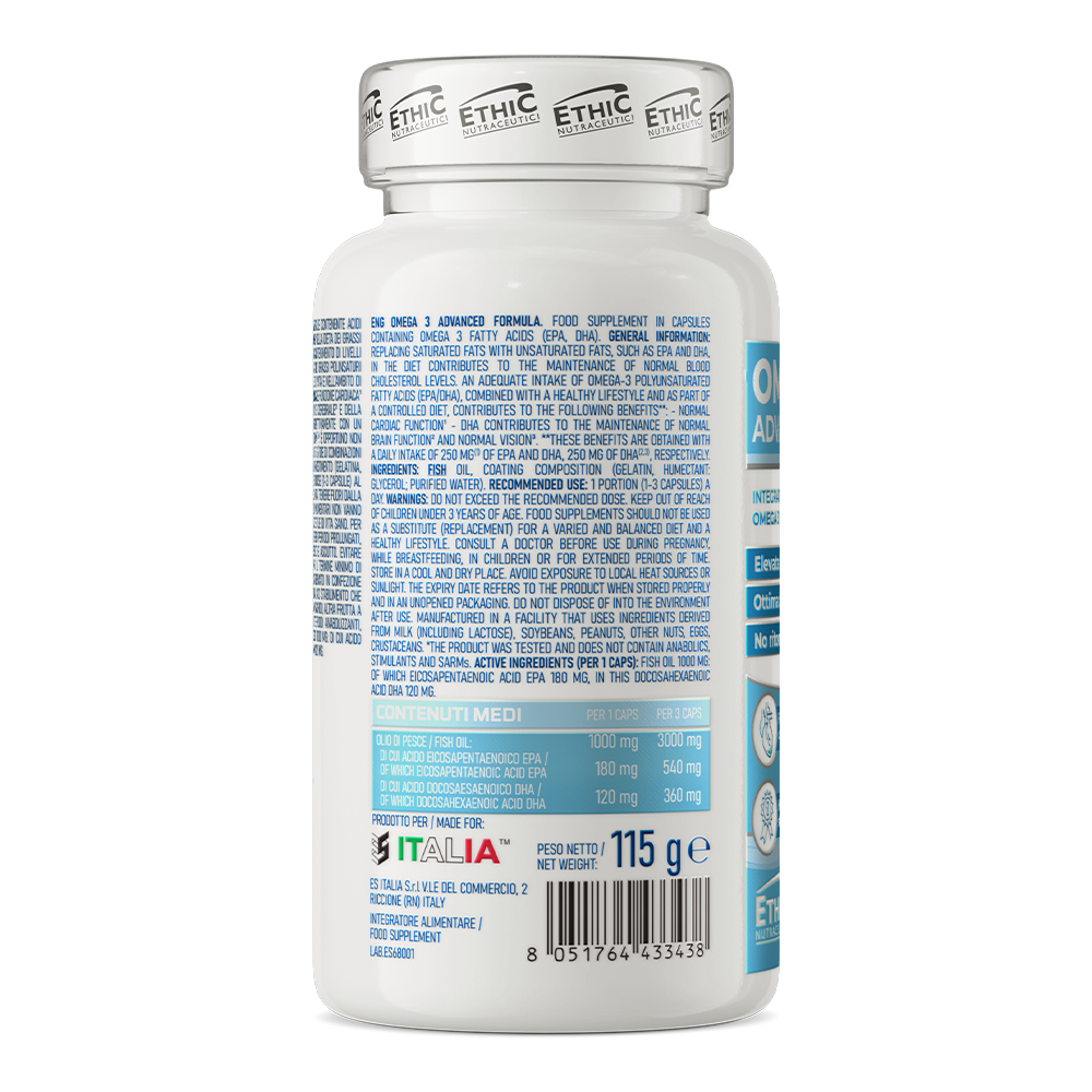 EthicSport Omega 3 Advanced Formula (90 Cápsulas) – Saúde Cardiovascular, Cerebral e Anti-Inflamatória