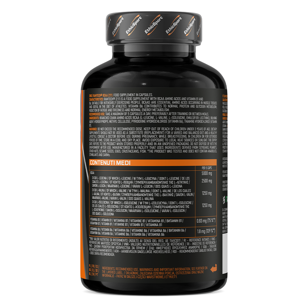 EthicSport Ramtech BCAA 2:1:1 (90 Comprimidos) – Aminoácidos Ramificados Premium para Recuperação e Proteção Muscular