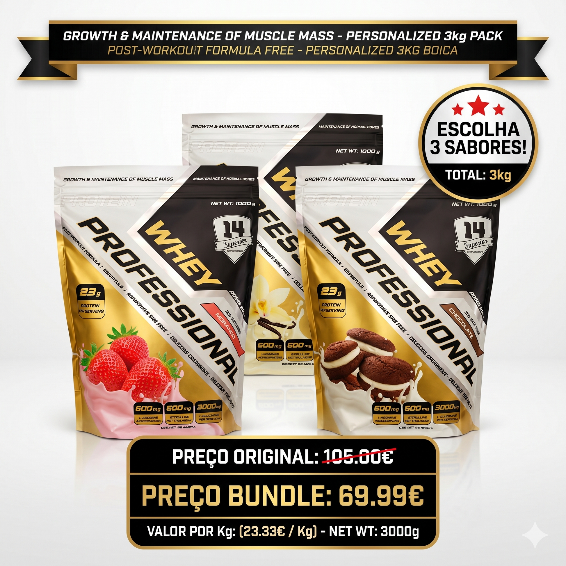 Bundle 3X Superior 14 – Whey Professional (1000g)