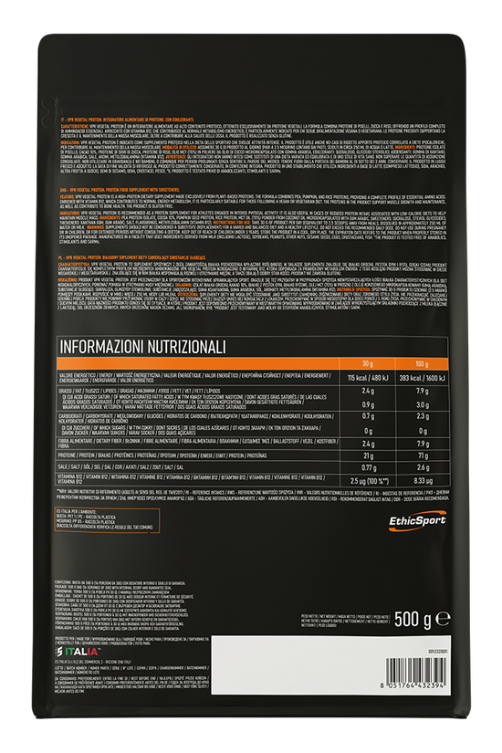EthicSport VPR Vegetable Protein – 500 g - Cocoa (High Digestibility)