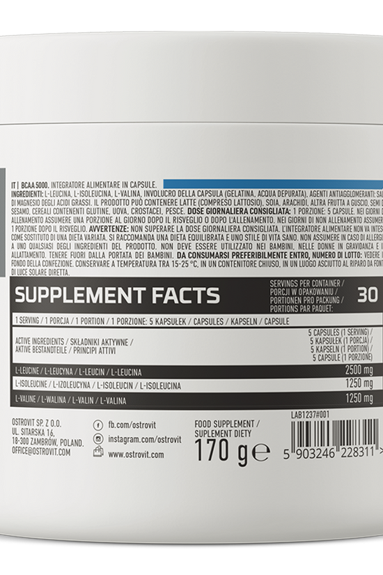 OstroVit BCAA 5000 mg 150 capsules frasco