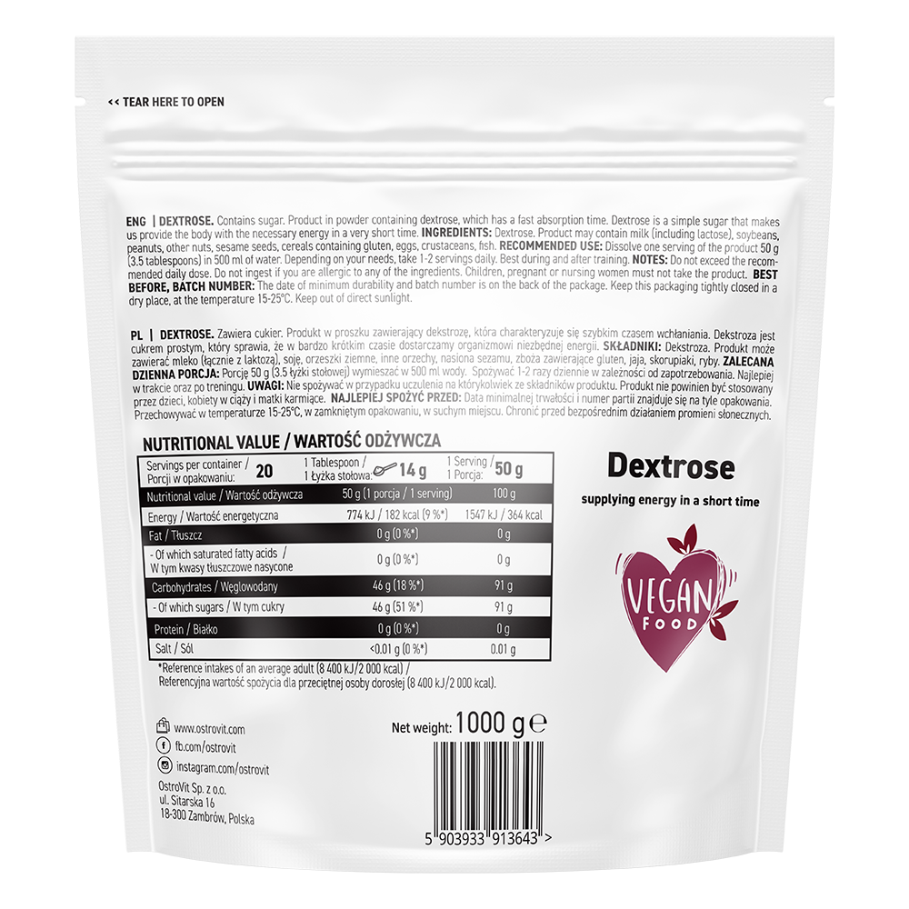 OstroVit Dextrose 1000 g – Natural