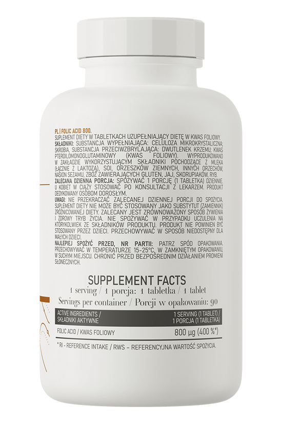 OstroVit Folic Acid 90 tablets frasco