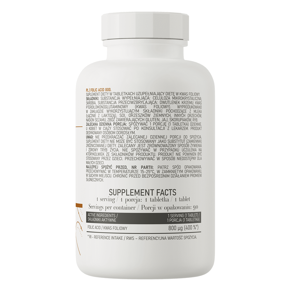 OstroVit Folic Acid 90 tablets frasco