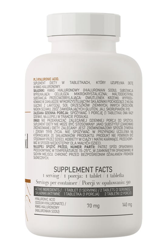 OstroVit Hyaluronic Acid 90 tablets rótulo traseiro