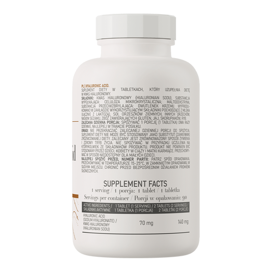 OstroVit Hyaluronic Acid 90 tablets rótulo traseiro