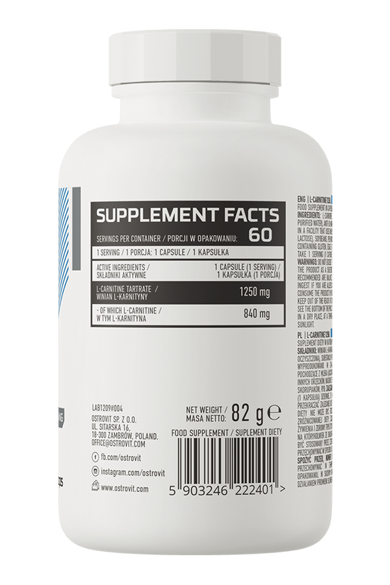 OstroVit L-Carnitine 1250 mg 60 capsules cápsulas