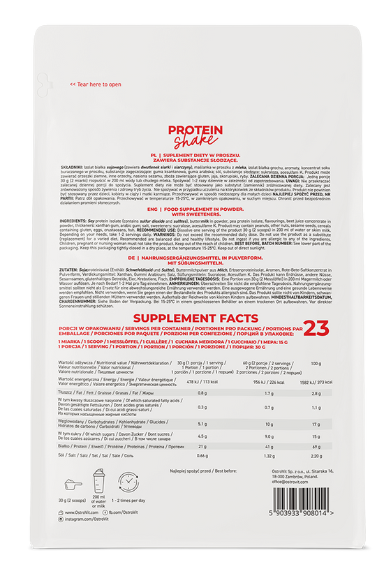 OstroVit Protein Shake 700 g morango verso