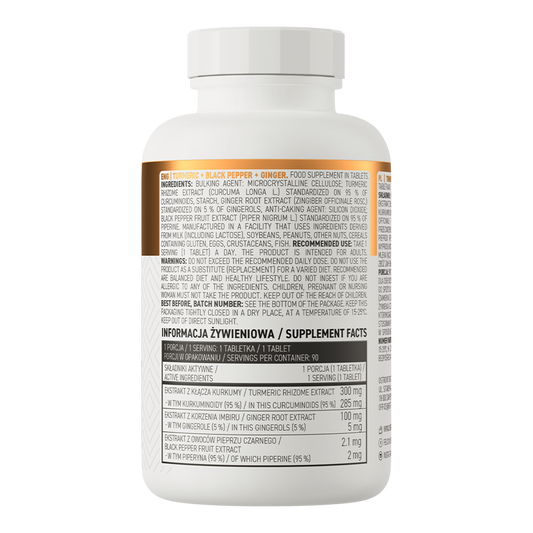 OstroVit Turmeric + Black Pepper + Ginger 90 tabs frasco