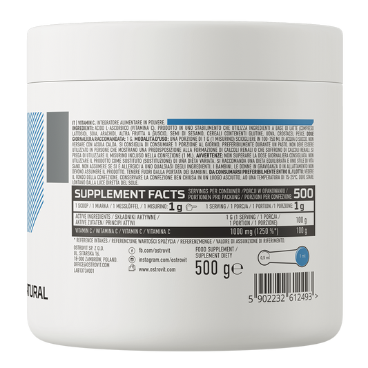 OstroVit Vitamin C 500 g embalagem traseira