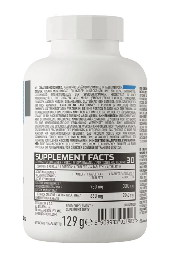 OstroVit Creatine Micronized 120 tablets detalhe embalagem